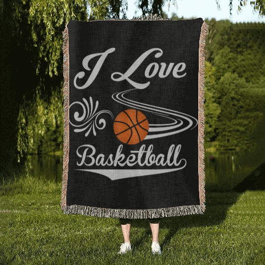 I love basketball Woven Blankets