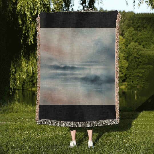 Serene Ocean Dawn Abstract Woven Blankets