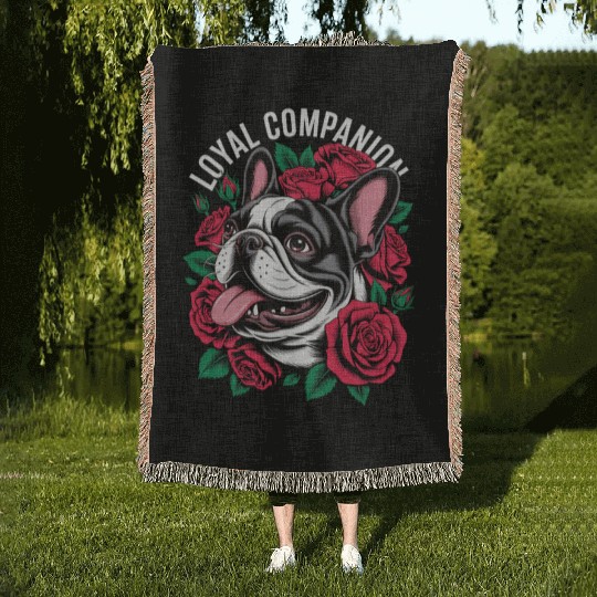 French bulldogs & Roses Woven Blankets – Loyal Companion.