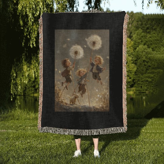 Joyful Dandelion Adventure Woven Blankets