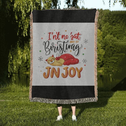 Festive Cat Joy Christmas Design Woven Blankets