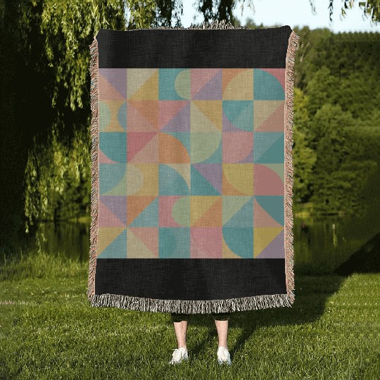 Pastel Geometric Pattern for Modern Apparel Woven Blankets