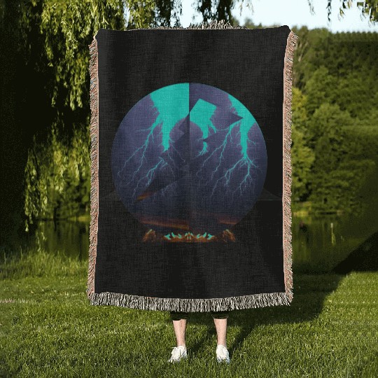 Royal Blue Lightning Woven Blankets