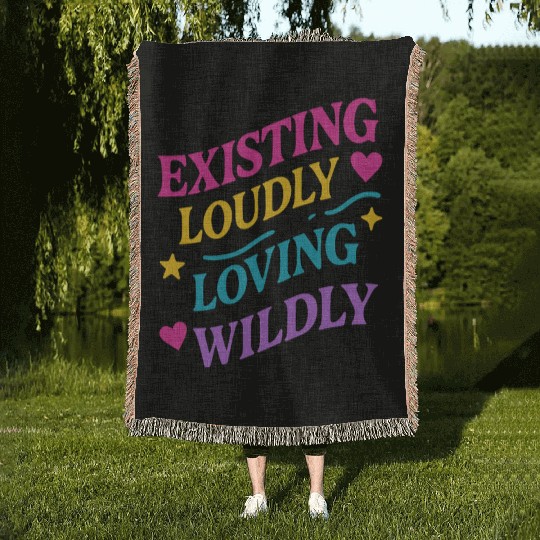 Queer Pride Queer Joy LGBTQ+ Affirmation Trans Woven Blankets