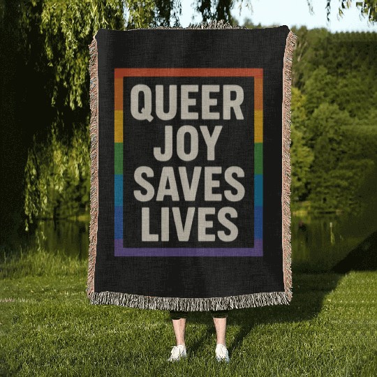 Queer Pride Queer Joy LGBTQ+ Affirmation Trans Woven Blankets