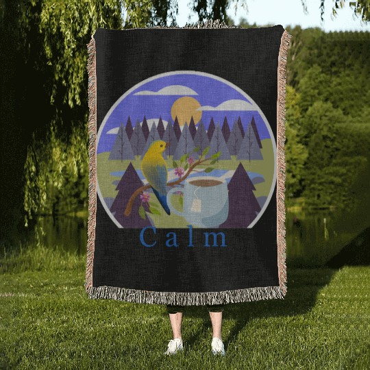 Calm Nature-Inspired Woven Blankets - Relaxing Bird