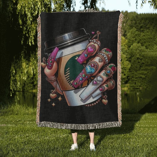 Colorful Heart Jewelry Coffee Mug Design Woven Blankets