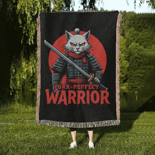 Purr-Perfect Warrior Cat Design Woven Blankets