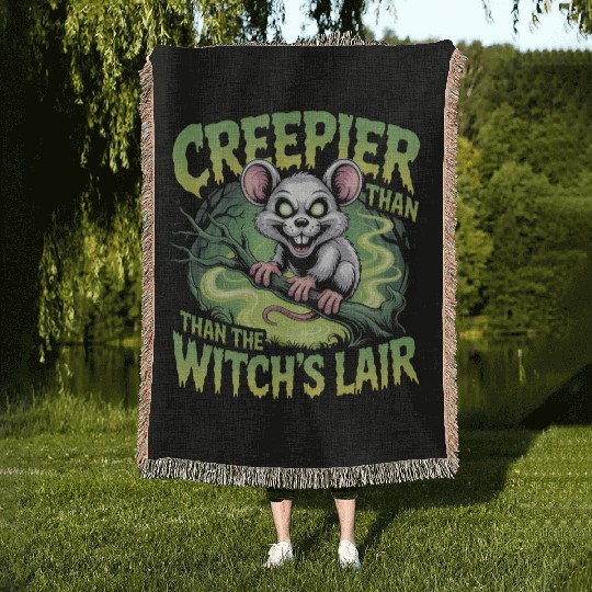 Creeper Mouse in Witch's Lair Design Woven Blankets