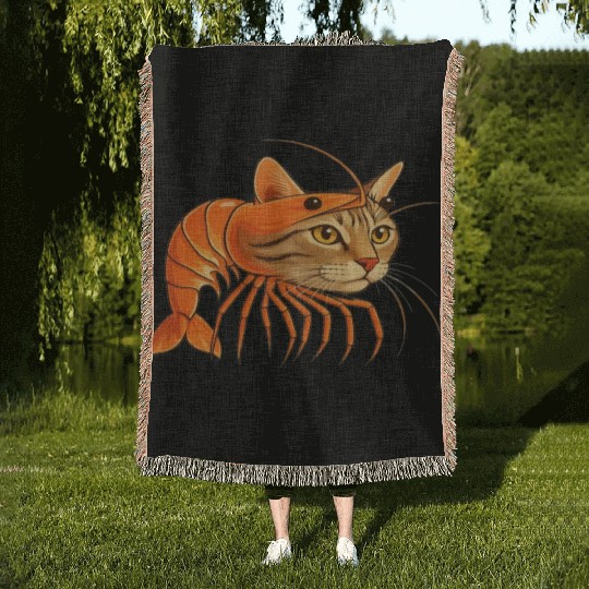 Trippi Troppi Italian Brainrot – Funny Shrimp Cat  Woven Blankets