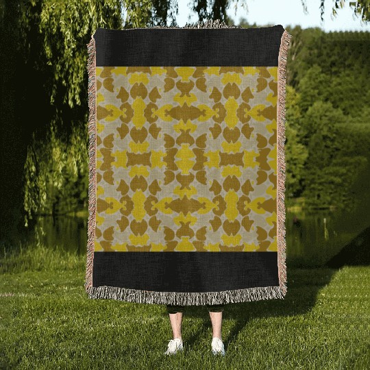 Abstract Gold and Brown Pattern Woven Blankets