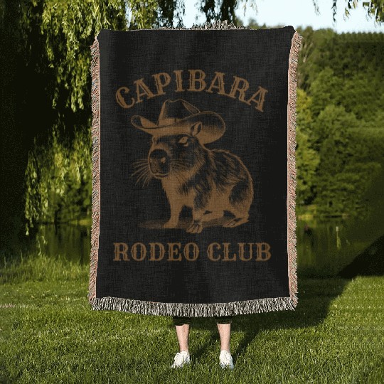 Capybara Rodeo Club Design Woven Blankets