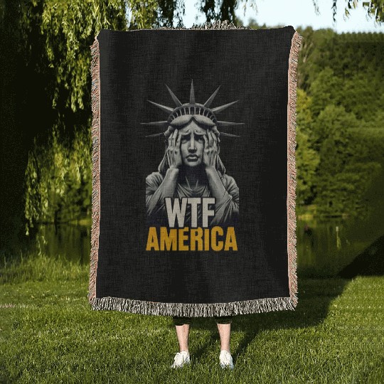 Contemporary Statue of Liberty Parody Design Woven Blankets