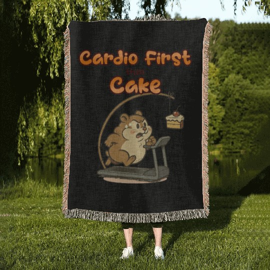 Chubby Hamster Running Woven Blankets