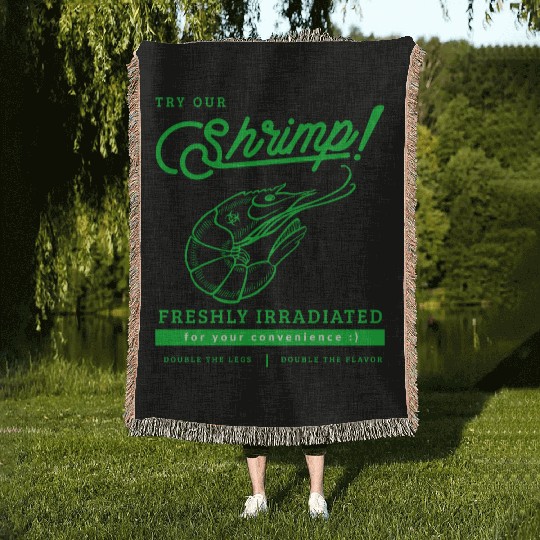 Radioactive Shrimp Retro Parody Woven Blankets