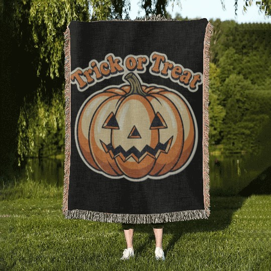 Trick or Treat Pumpkin Woven Blankets