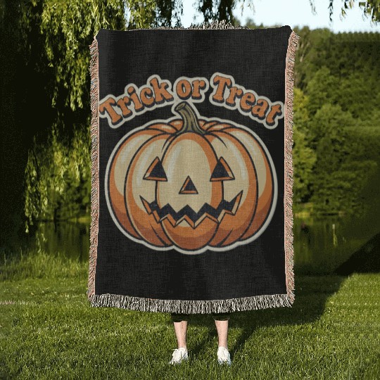 Trick or Treat Pumpkin Woven Blankets