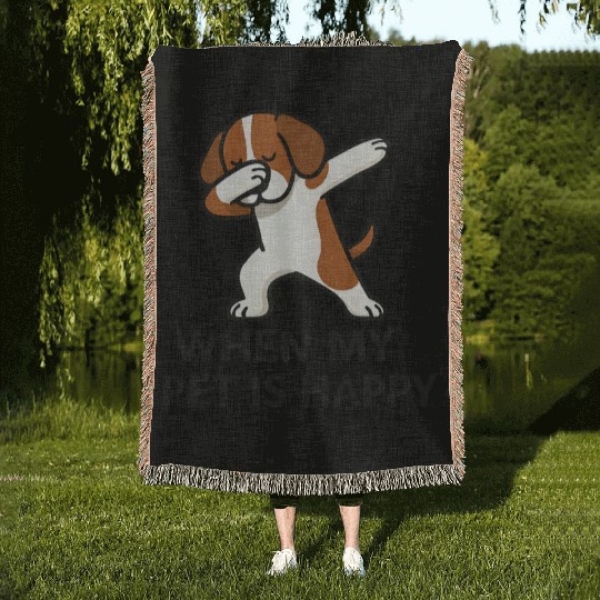 Dabbing Dog Pet Happiness Woven Blankets