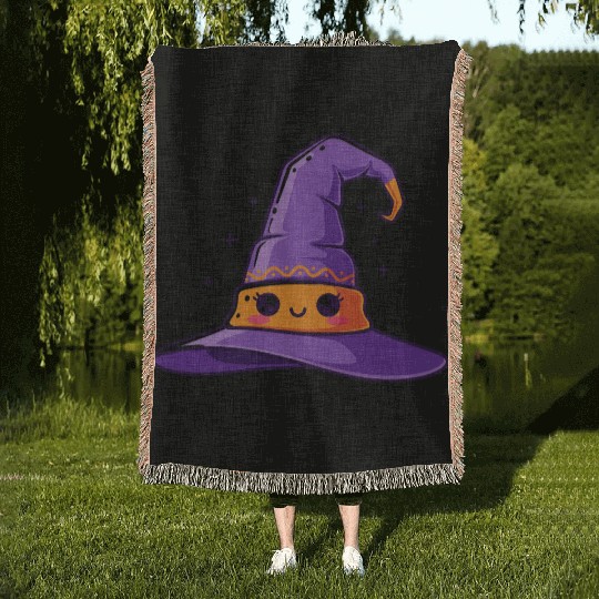 Whimsical Witch Hat Mug Meme Design Woven Blankets