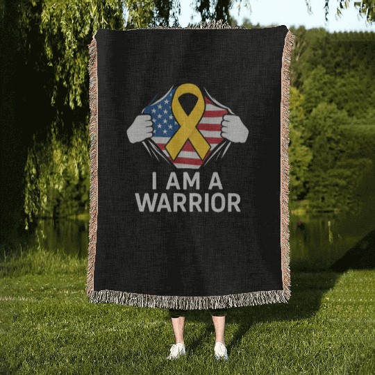 American Warrior of Strength & Awareness Woven Blankets