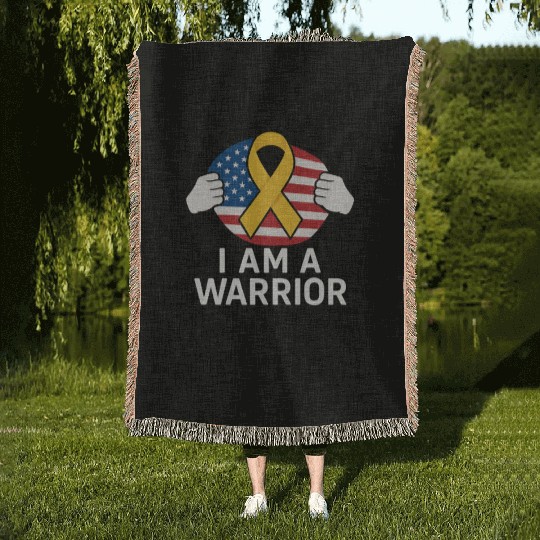 American Warrior of Strength & Awareness Woven Blankets