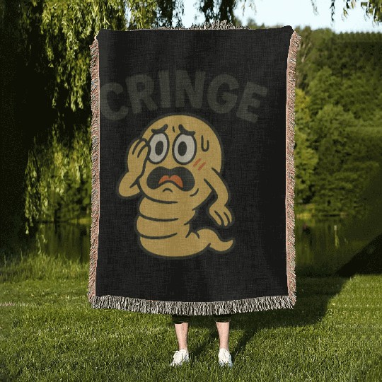 Cringe Meme Worm Illustration Woven Blankets