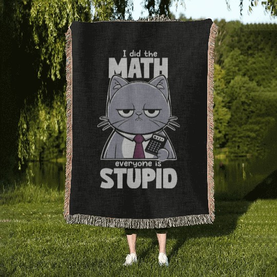 Grumpy Cat Math Teacher Design Woven Blankets