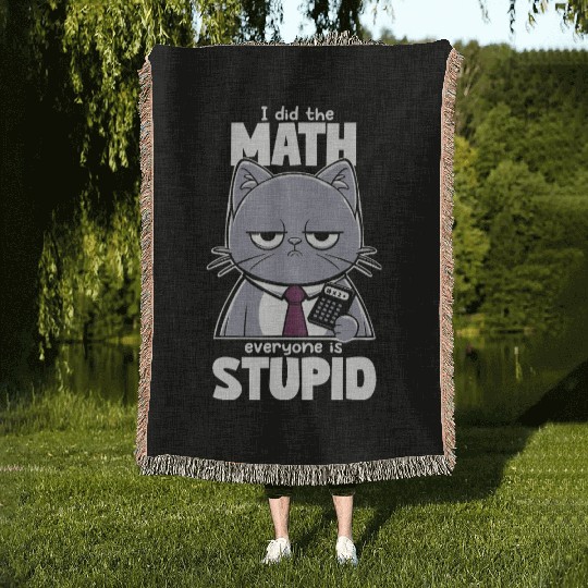 Grumpy Cat Math Teacher Design Woven Blankets