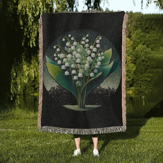 Mystical Lily of the Valley Illustration Woven Blankets