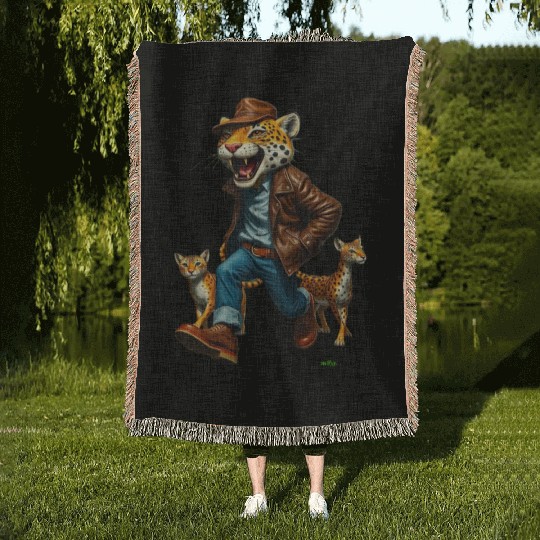 Happy Jack the Jaguar.   by m@xx. Woven Blankets