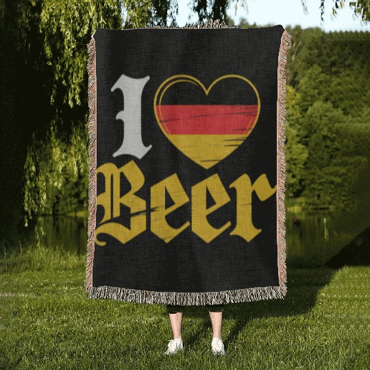 I Love Beer German Bier Funny Germany Flag Woven Blankets