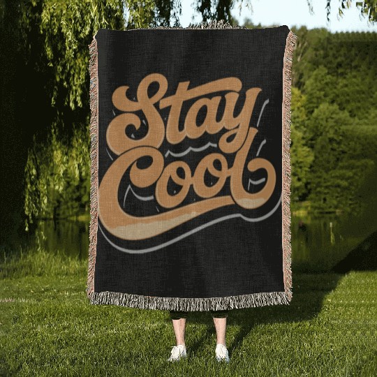 Retro style stay cool text Woven Blankets typography