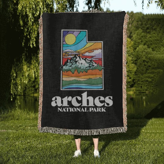 Arches National Park Utah Vintage Nature Outdoor Woven Blankets