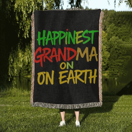 Happiest Grandma on Earth Colorful Design Woven Blankets