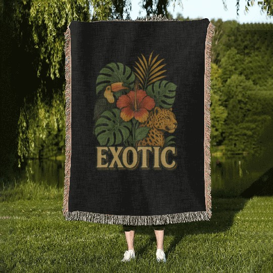 Vibrant Jungle Animal and Floral Print Woven Blankets