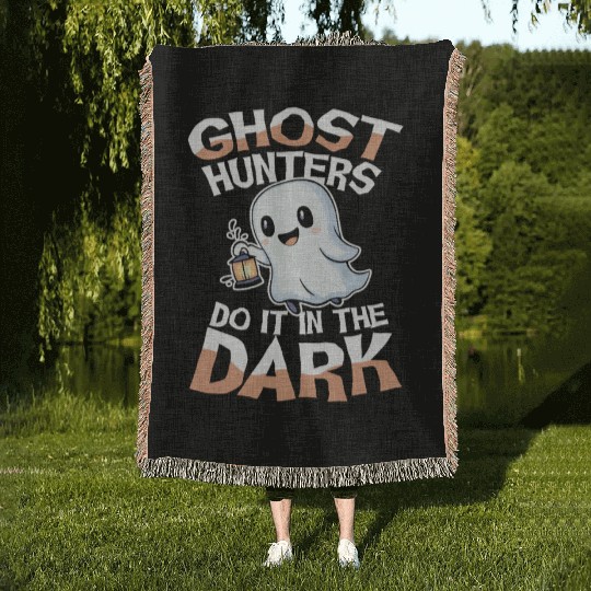 Ghost Hunters Do It In The Dark Cute Ghost Woven Blankets