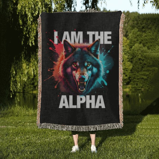 I Am The Alpha Wolf Woven Blankets