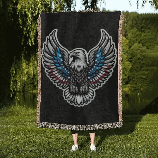 Patriotic Eagle Emblem Woven Blankets