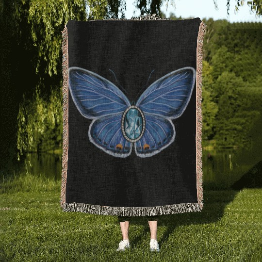 March Eastern Tailed Blue Butterfly Gemstone Art Woven Blankets