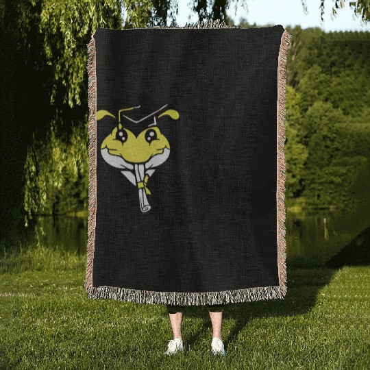 Caterpillar school graduation passed College proud Woven Blankets