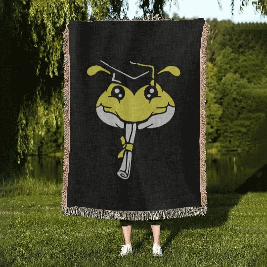 Caterpillar school graduation passed College proud Woven Blankets