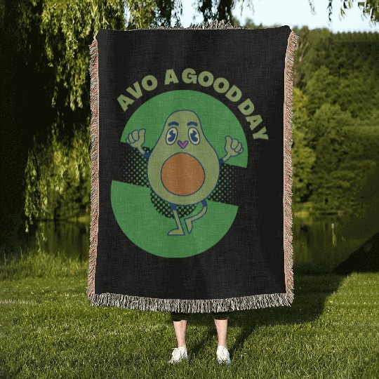 Cute Avocado Celebrating Good Day Woven Blankets