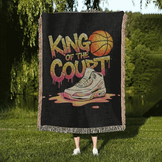 King of the Court Basketball Street Art Design Woven Blankets