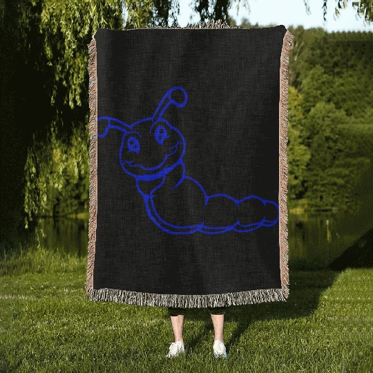 Caterpillar sweet little happy smile cute friendly Woven Blankets