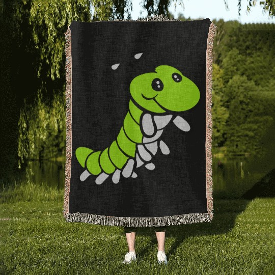 Caterpillar sweet little happy smile cute friendly Woven Blankets