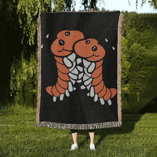 2 caterpillars cute two friends loving couple team Woven Blankets