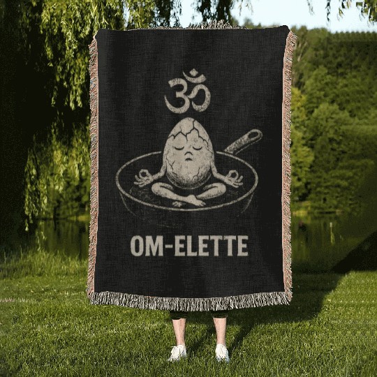 Om-Elette Zen Egg Meditation Funny Spiritual Yoga  Woven Blankets