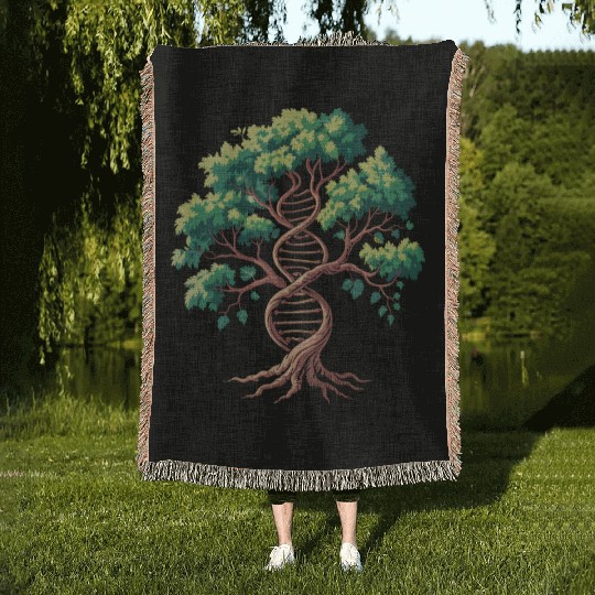 Tree of Life with DNA Spiral Woven Blankets