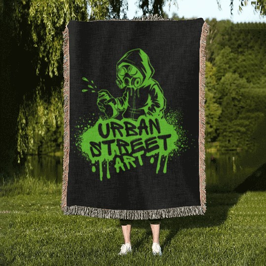 Urban Street Art Graffiti Gas Mask T-Shir Woven Blankets