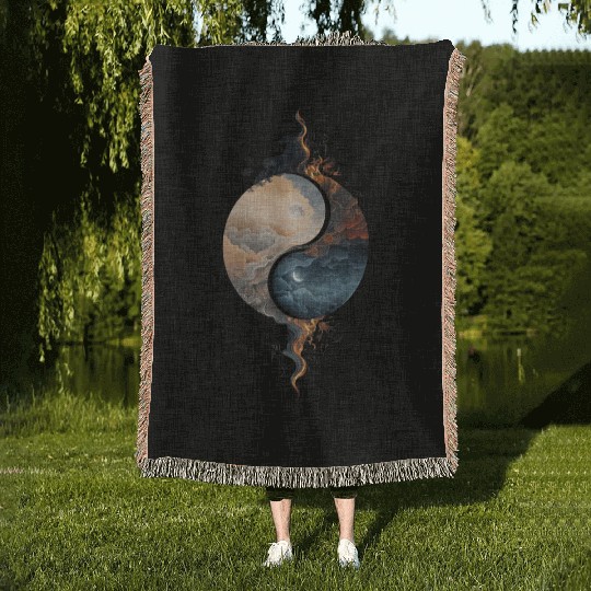 Yin Yang Celestial Balance Design Woven Blankets